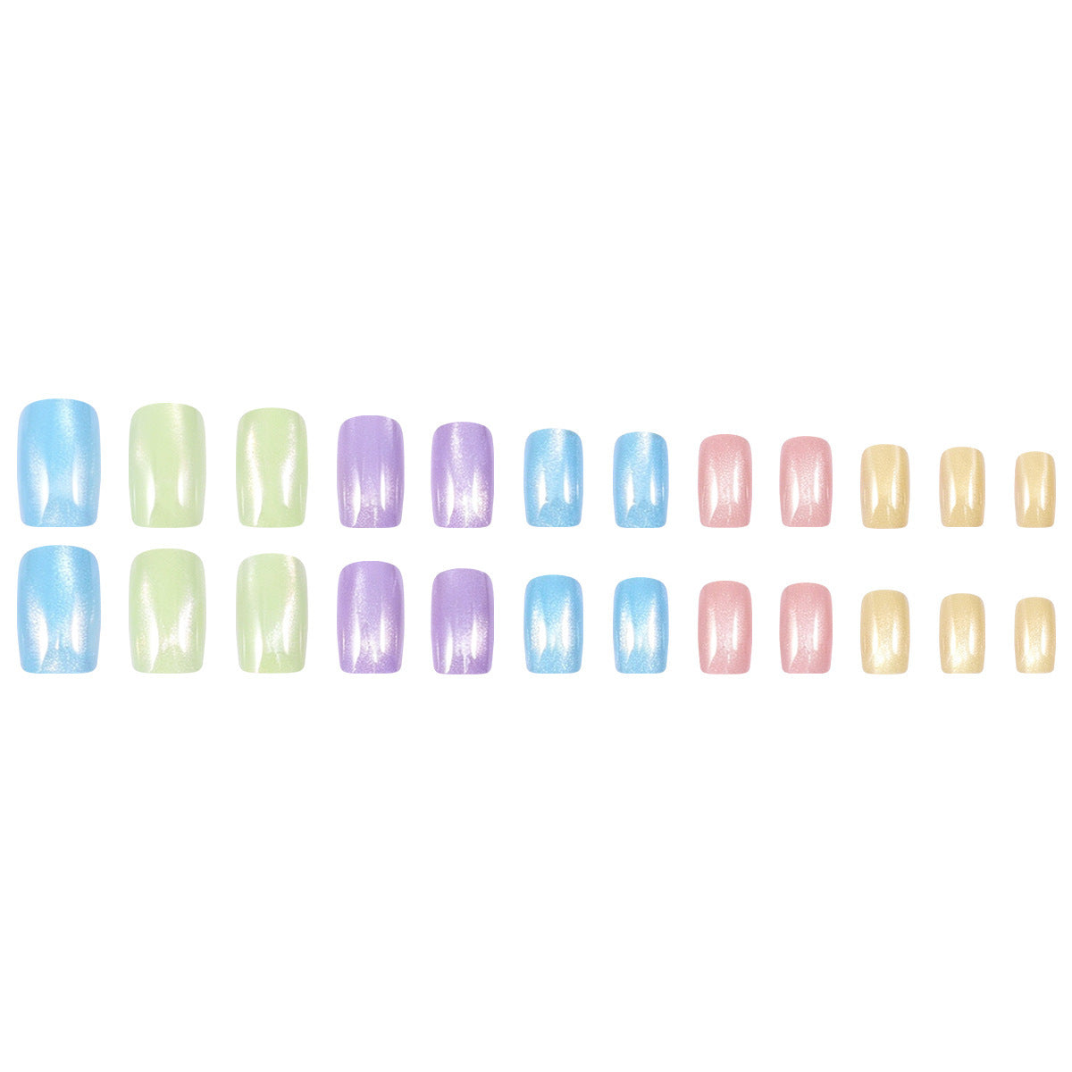 Glossy Ombre Press On Nails Square Full Cover Set
