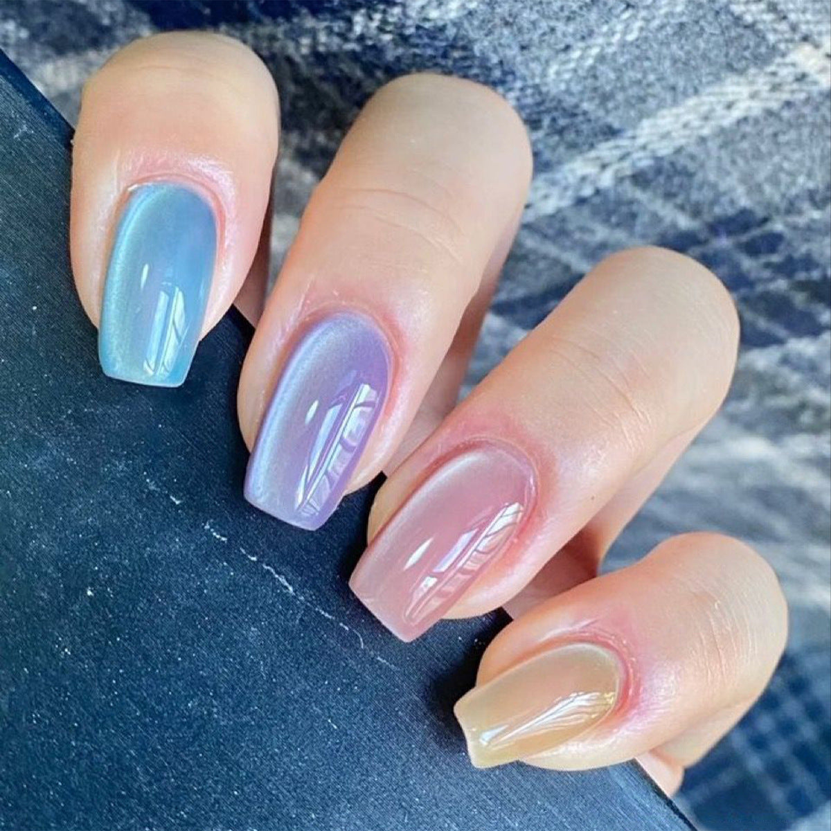 Glossy Ombre Press On Nails Square Full Cover Set