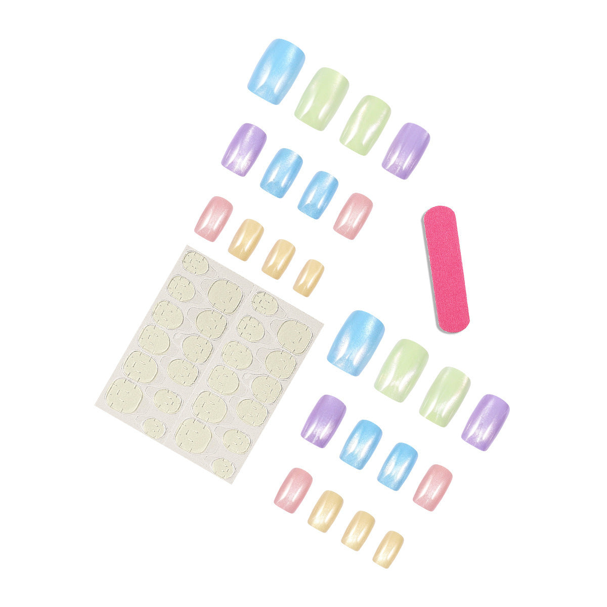 Glossy Ombre Press On Nails Square Full Cover Set