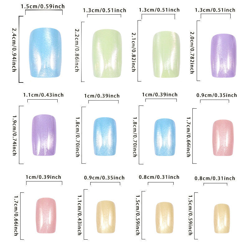 Glossy Ombre Press On Nails Square Full Cover Set