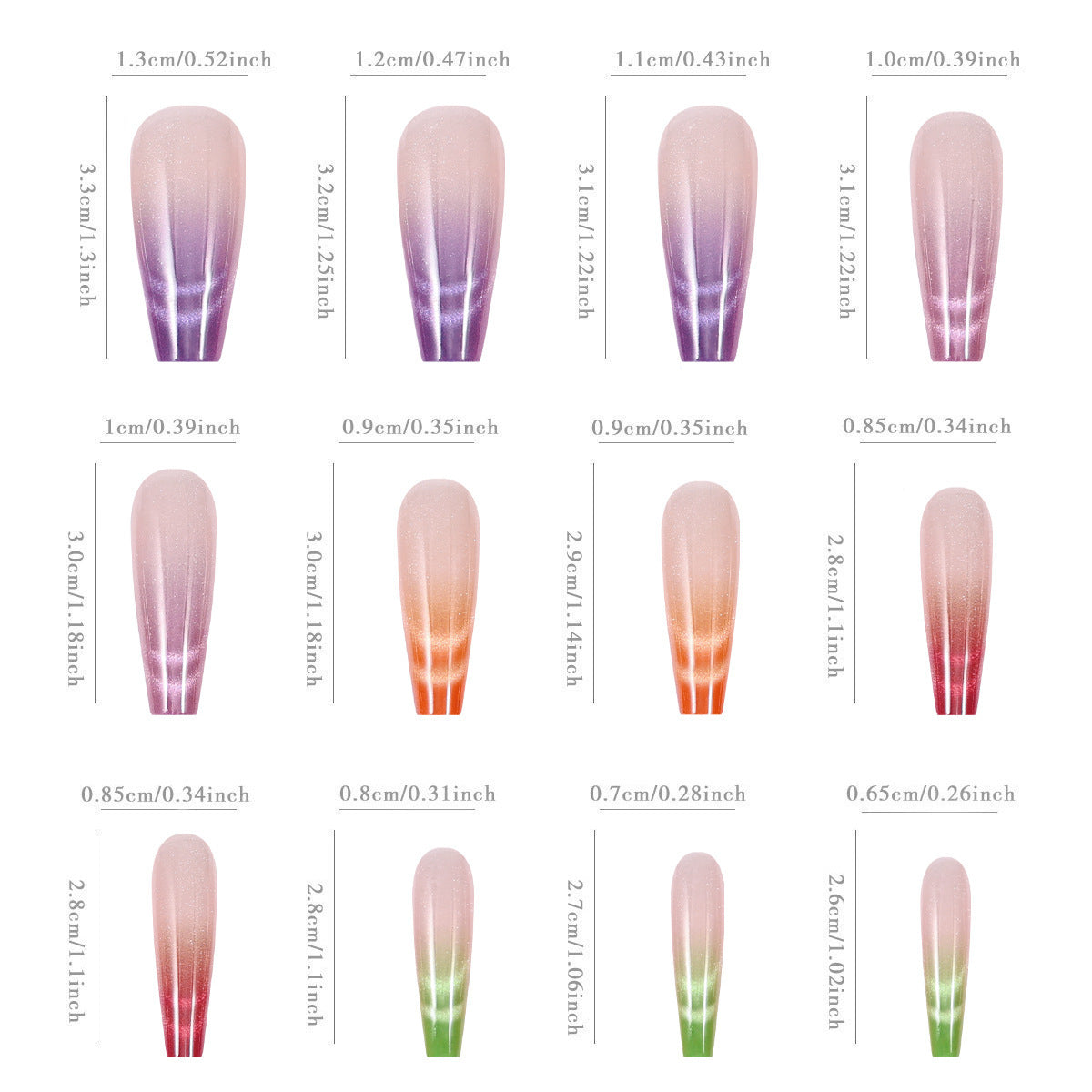 Cat Eye Chrome Press-On Nails 24Pcs Set