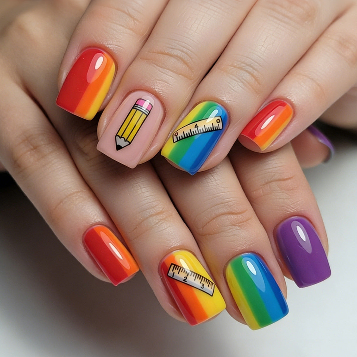 Colorful Press On Nail Set