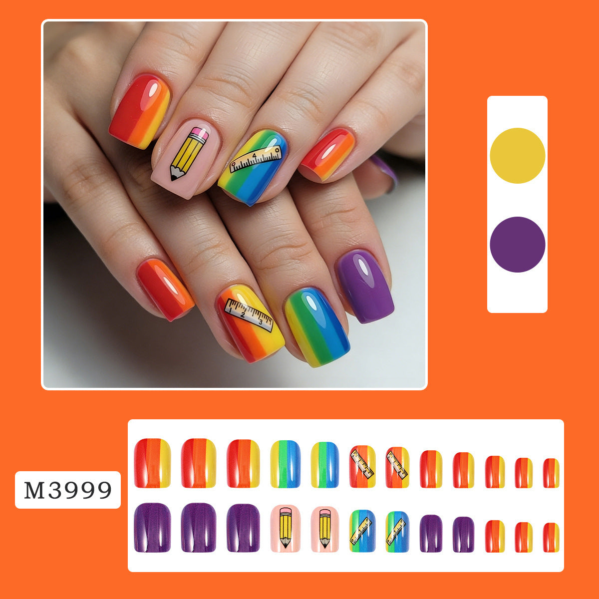 Colorful Press On Nail Set