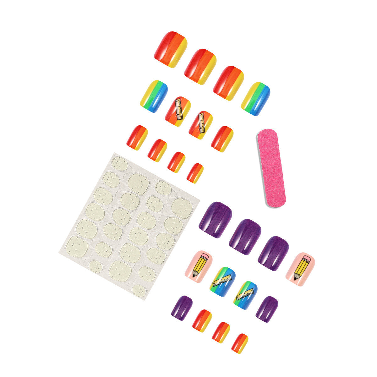 Colorful Press On Nail Set