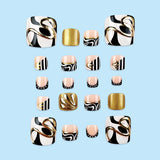 Abstract Zebra & Molten Gold Toe Nails
