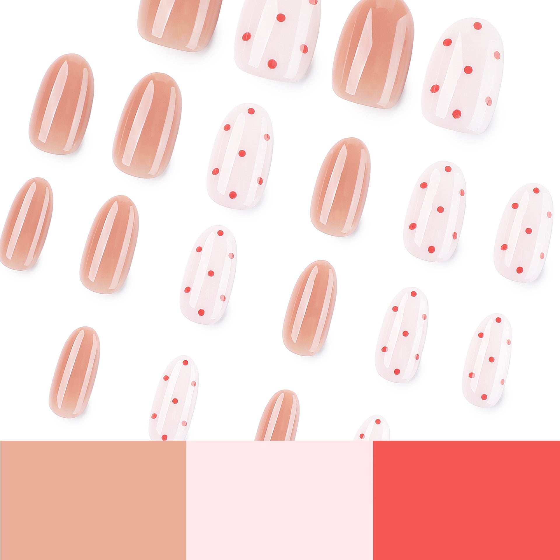 Glossy and Red Polka Dot Gel Manicure