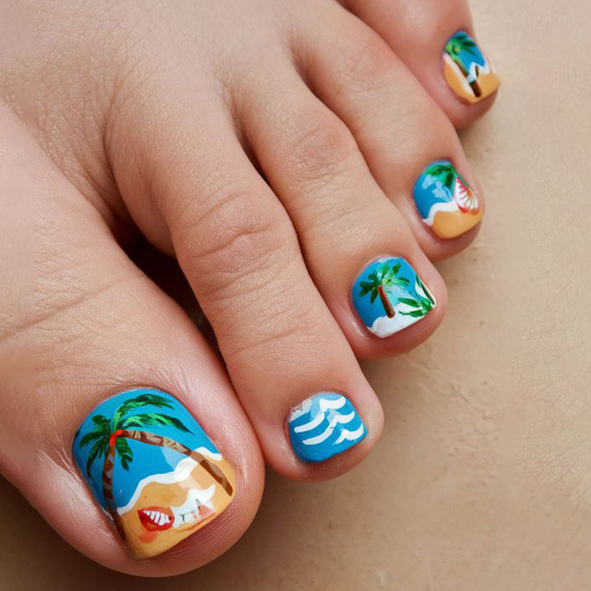 Tropical Beach Press-On Toenails