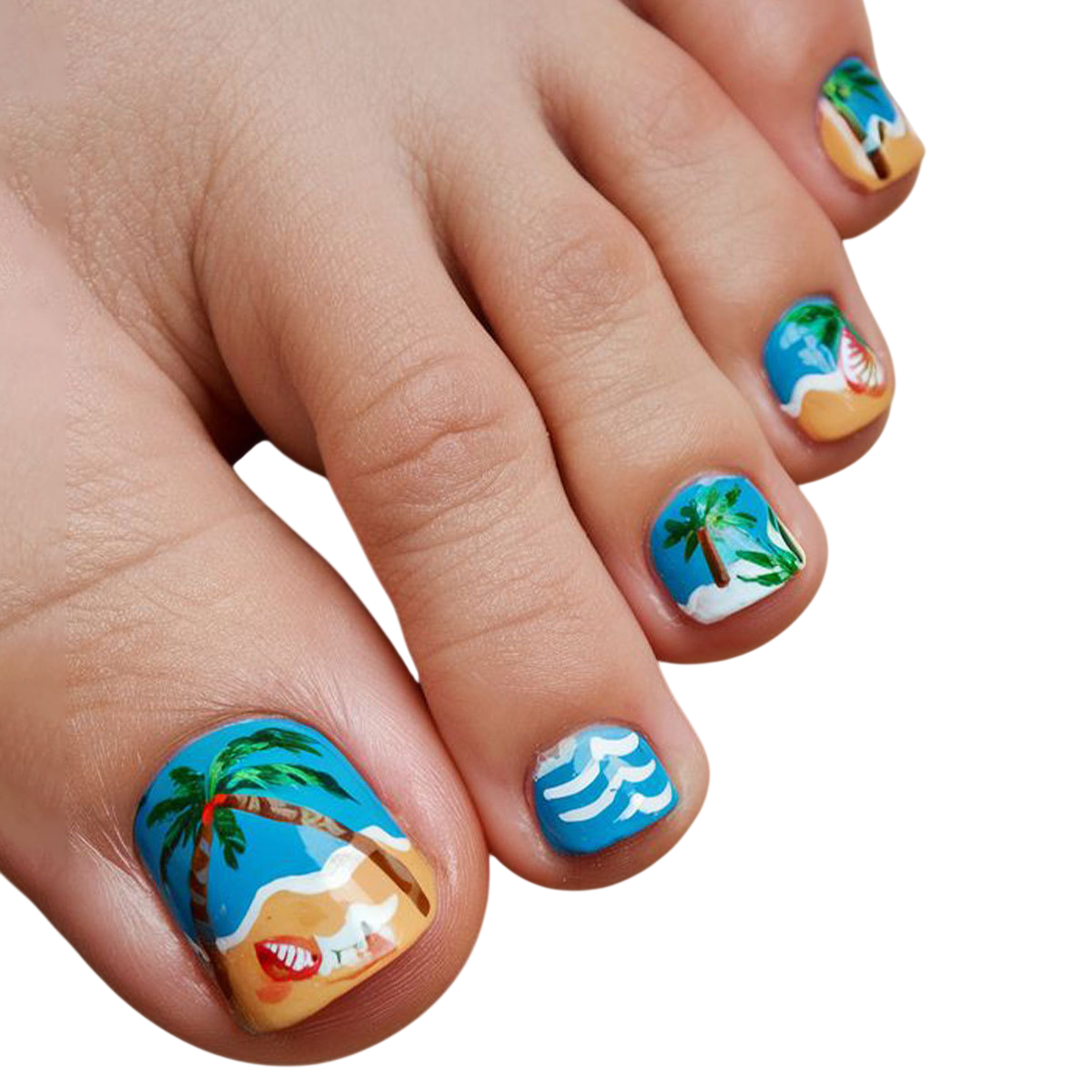 Tropical Beach Press-On Toenails