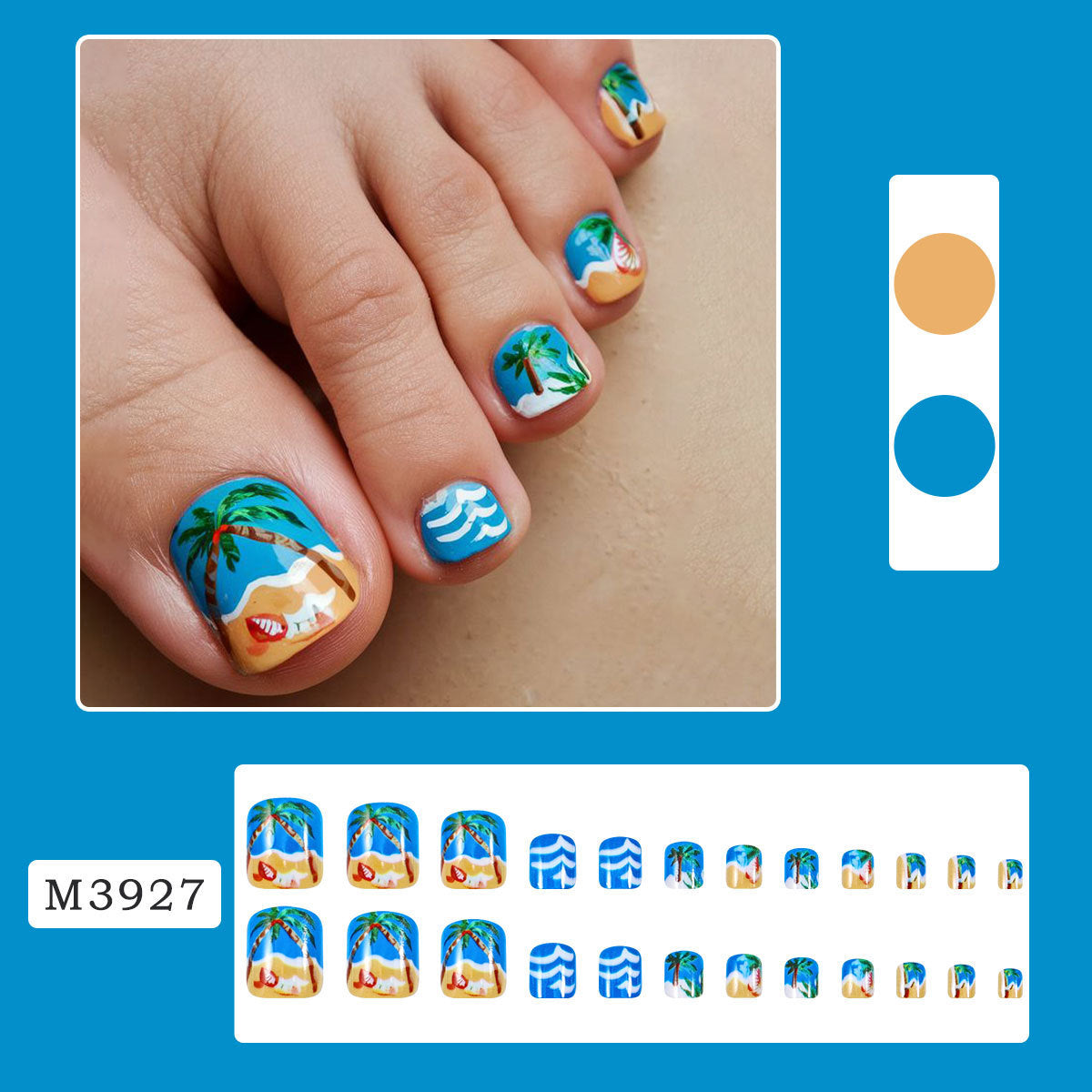 Tropical Beach Press-On Toenails