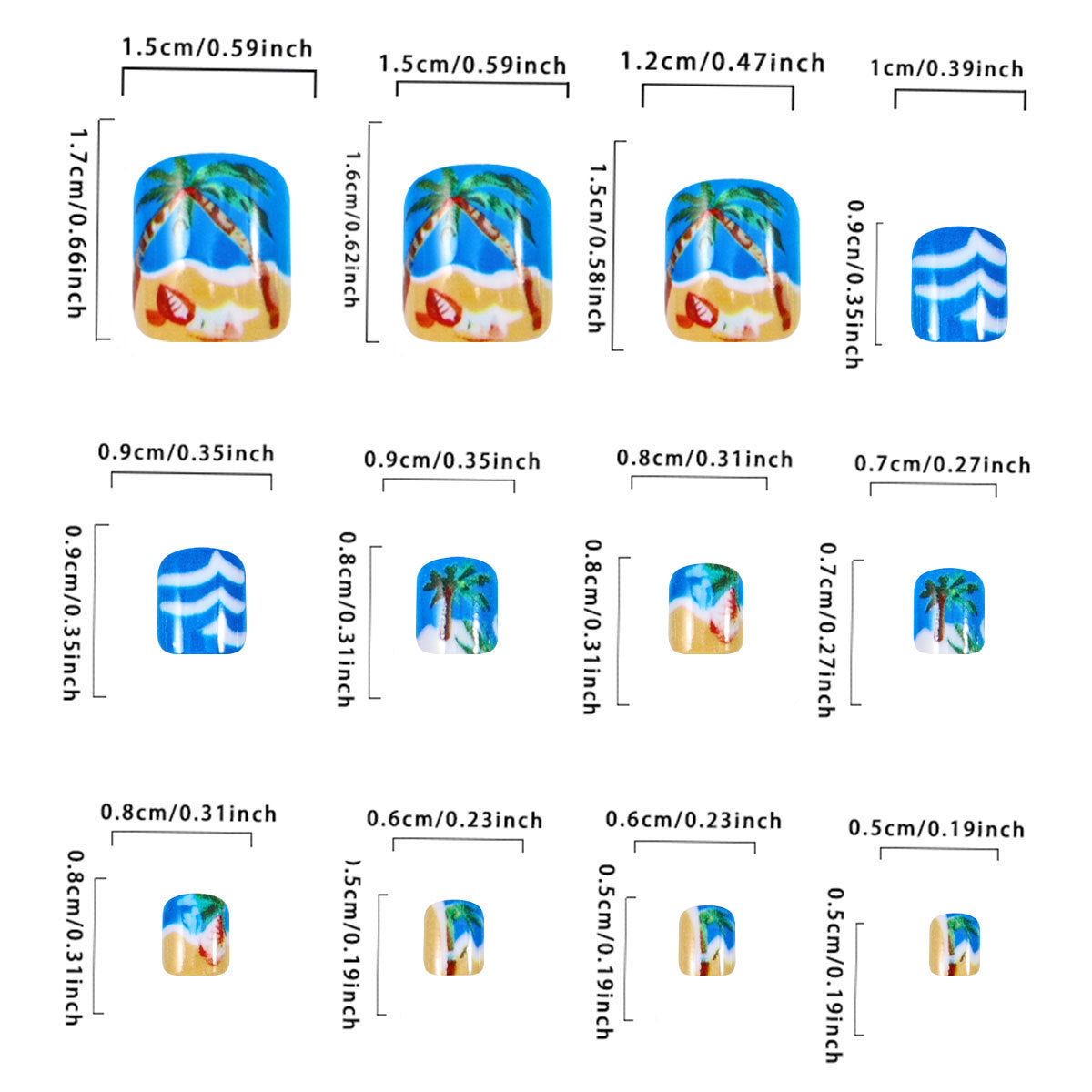 Tropical Beach Press-On Toenails