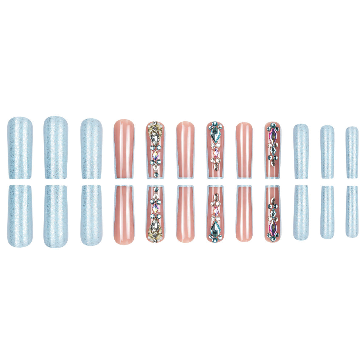 Rhinestone Press On Nail Set