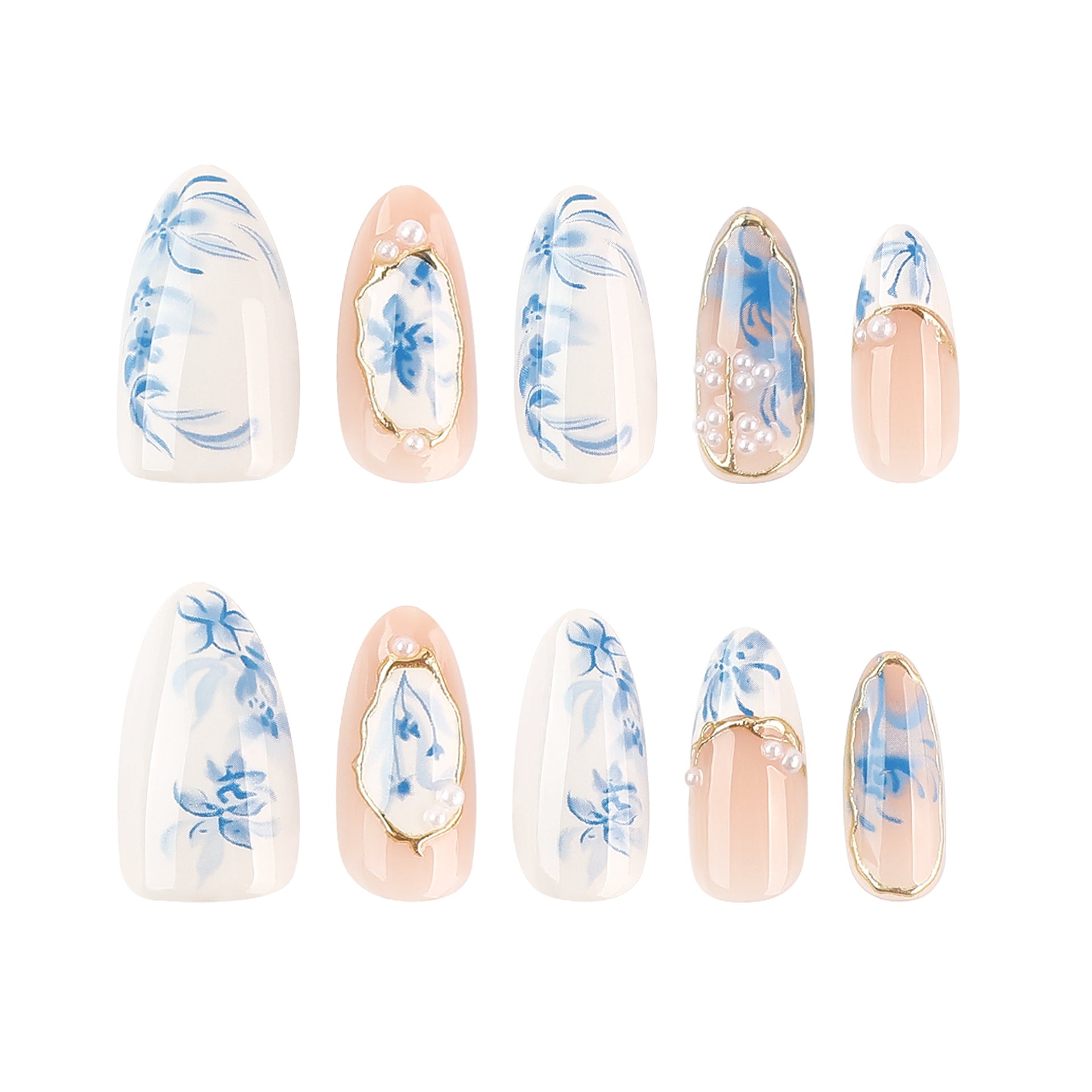 Blue Floral Nail Art Stickers