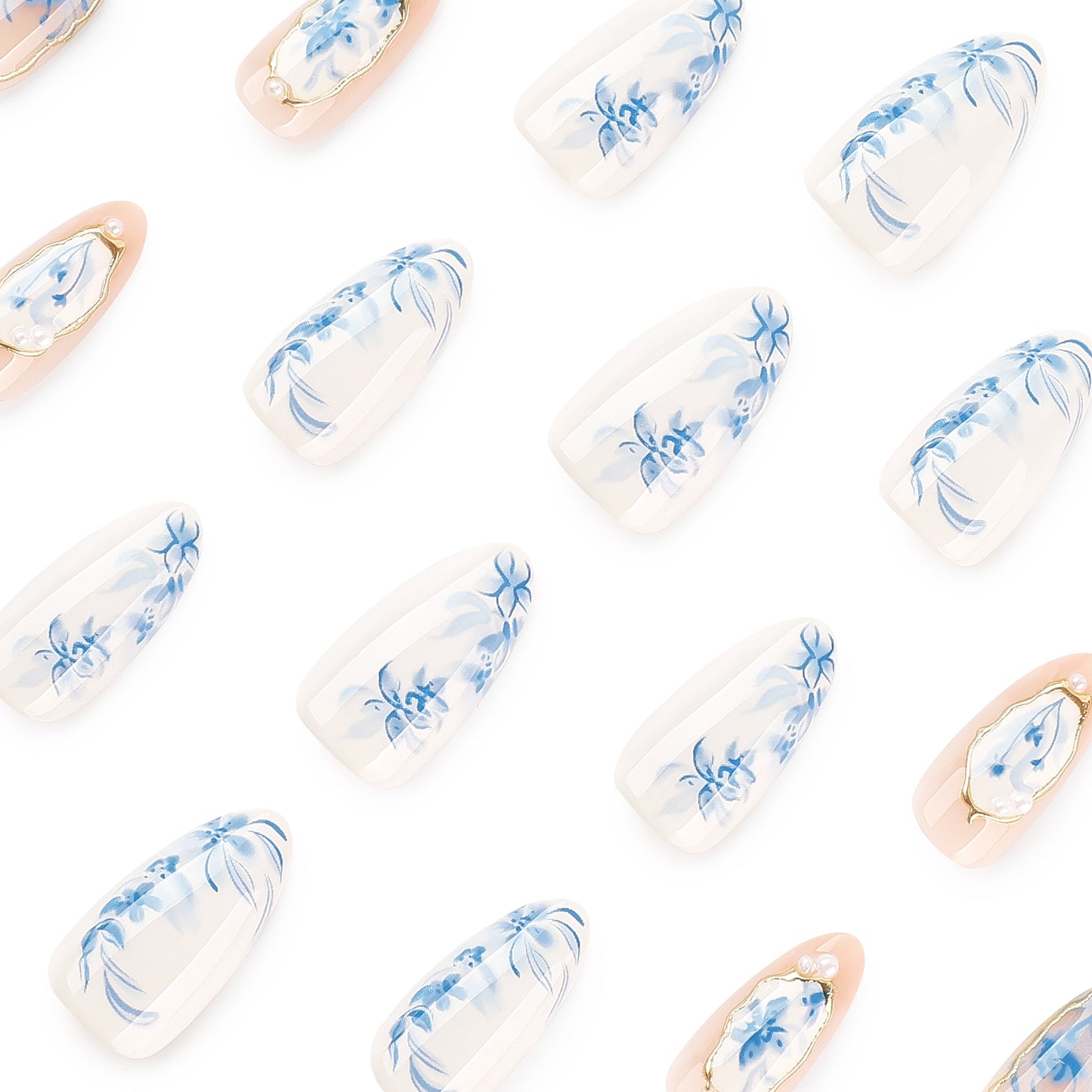 Blue Floral Nail Art Stickers