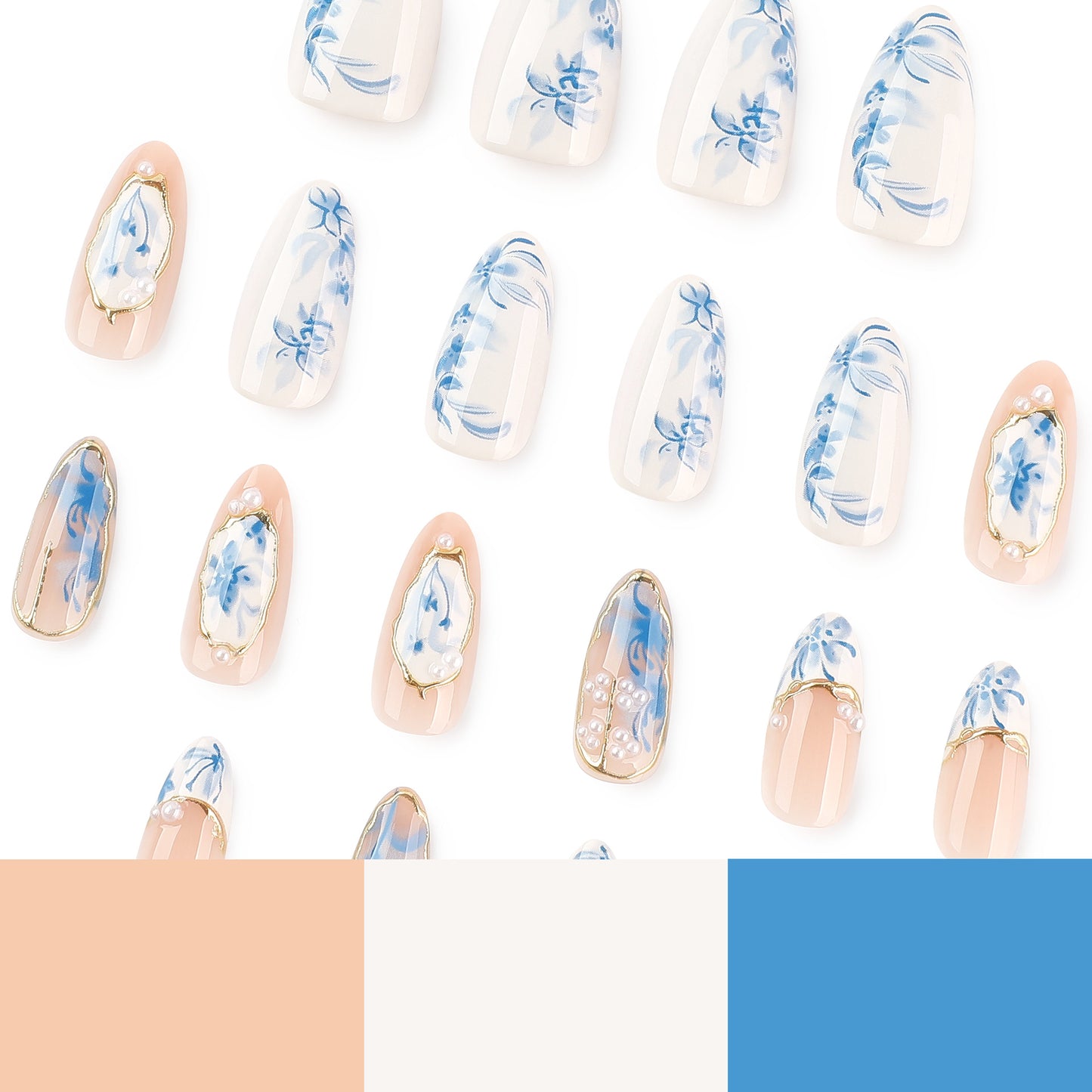 Blue Floral Nail Art Stickers