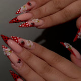Floral Ladybug Press On Nails