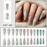 Floral Almond Press On Nails Set