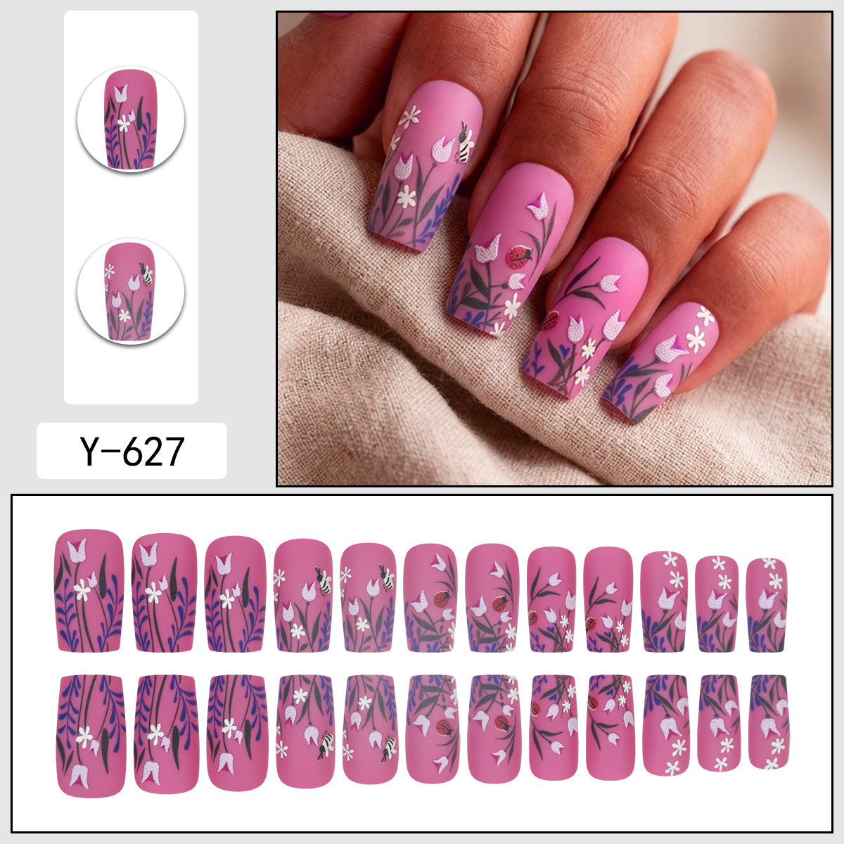 Floral Bee Nail Art Stickers