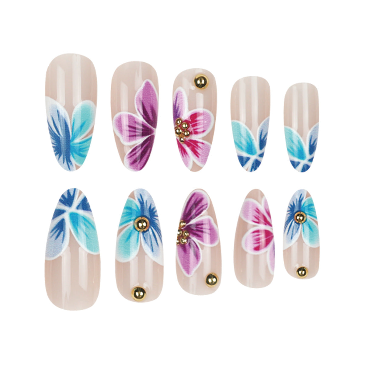 Floral Almond Press On Nails