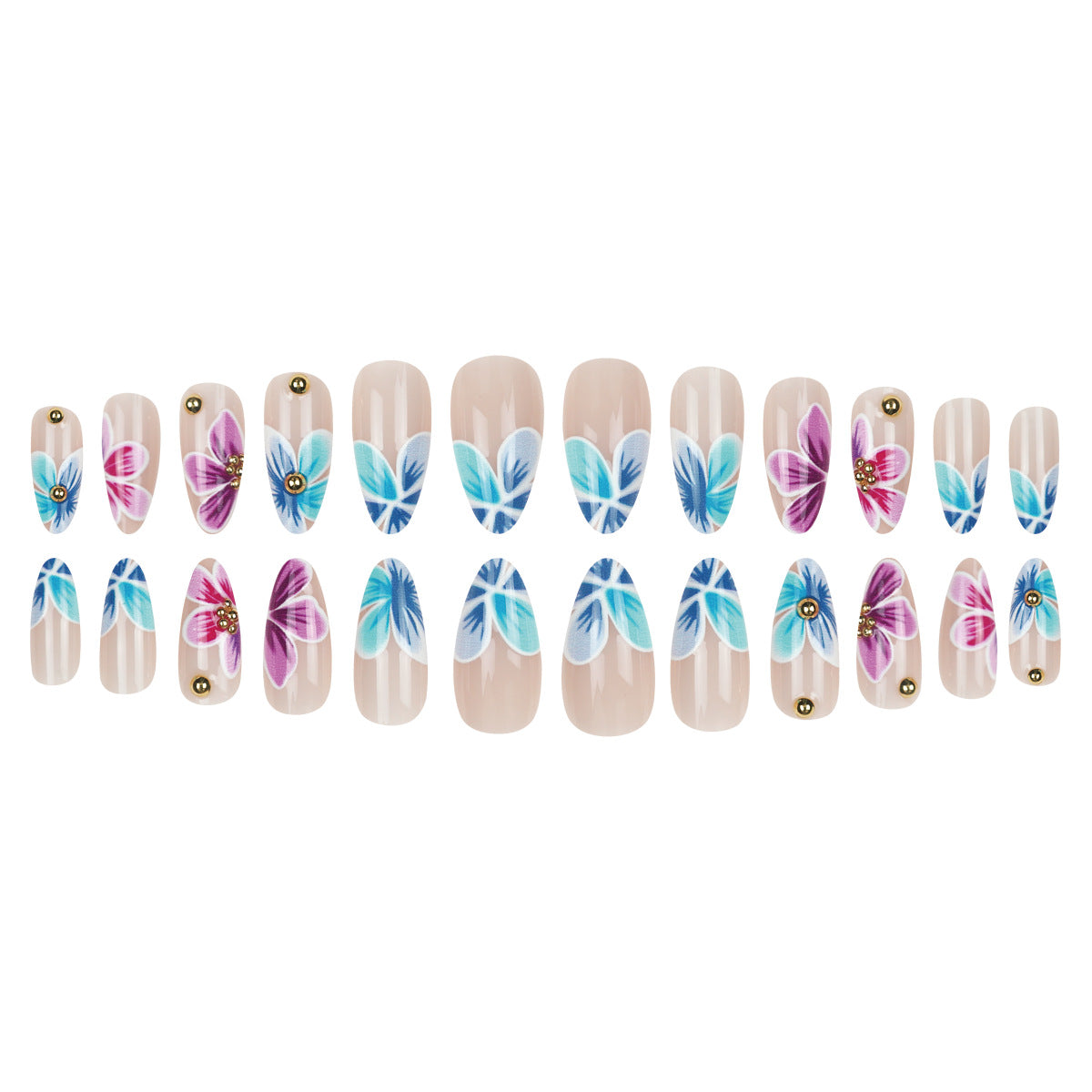 Floral Almond Press On Nails