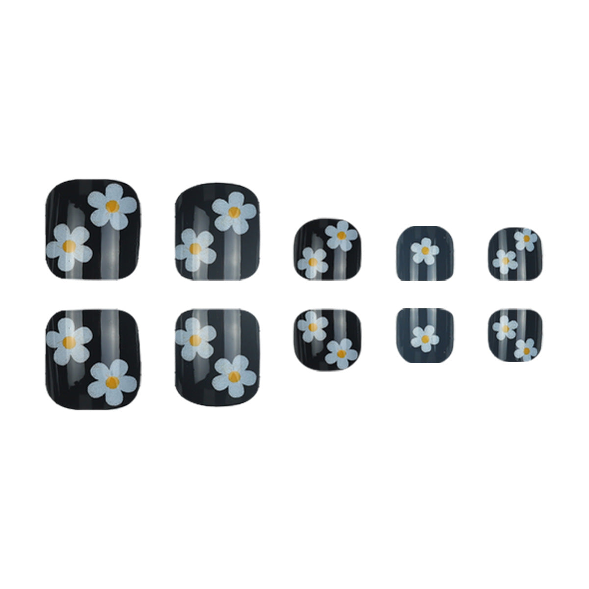 Floral Daisy Press On Toe Nails