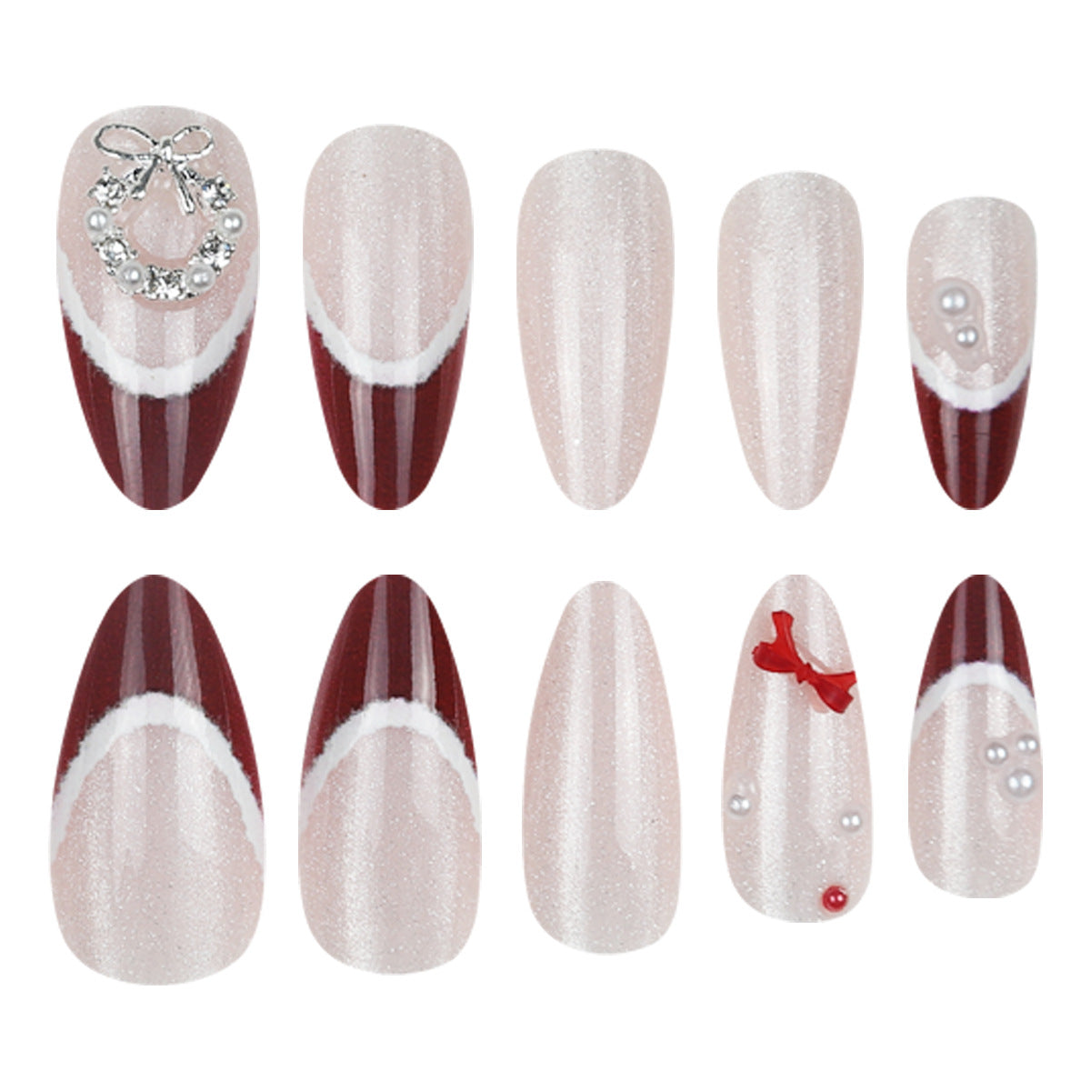 Christmas Pearl Press On Nails