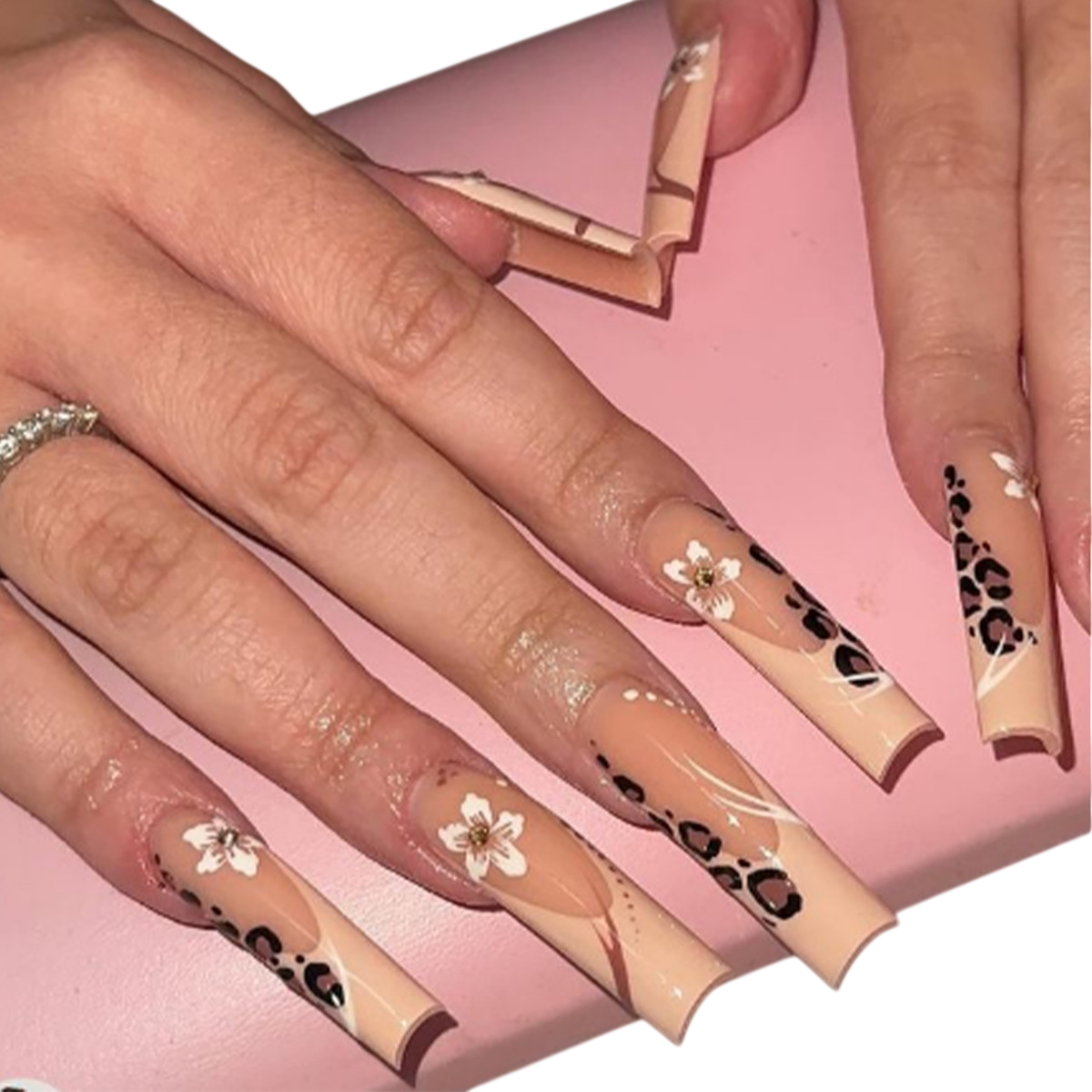 Floral Leopard Press On Nails