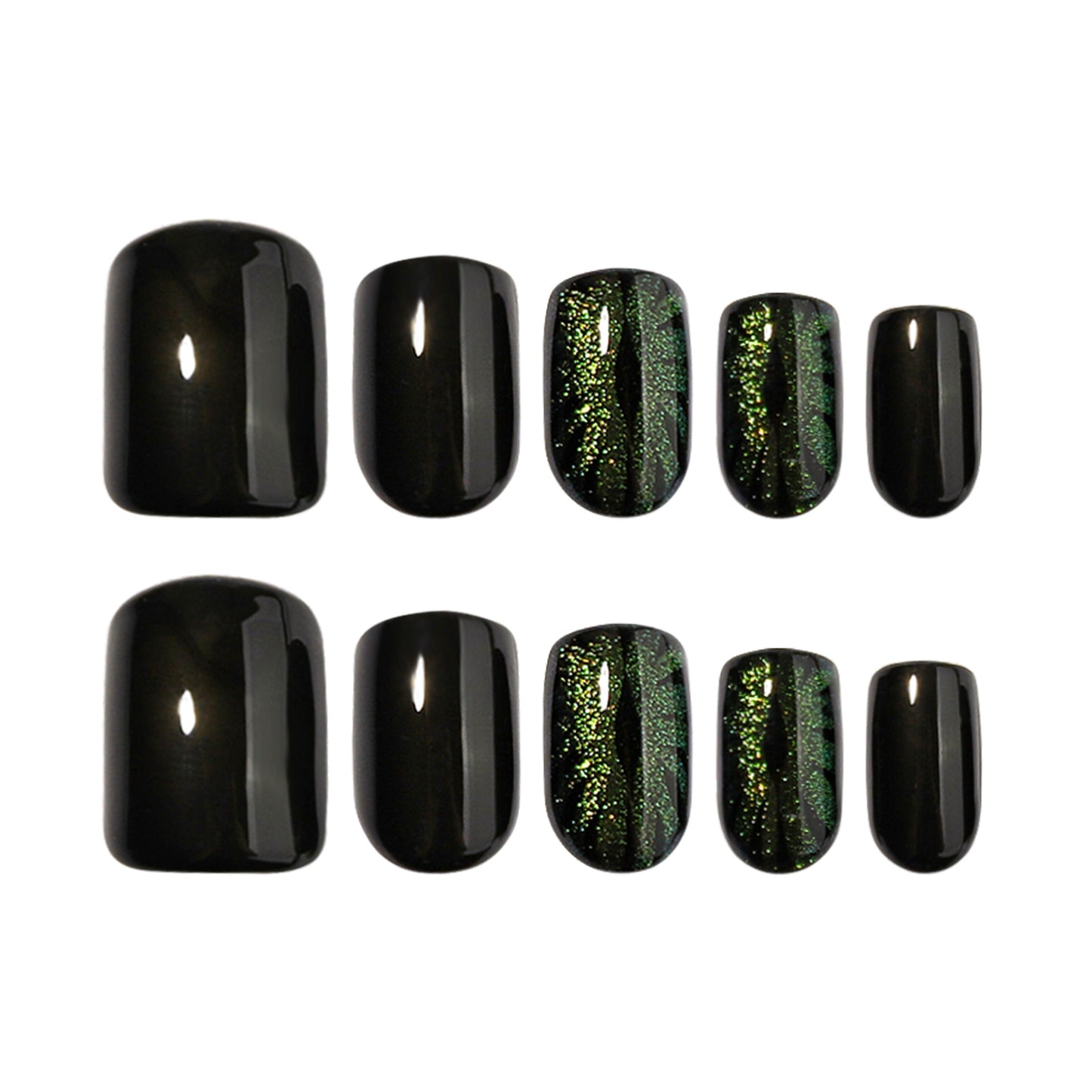 Green Cat Eye Press On Nails