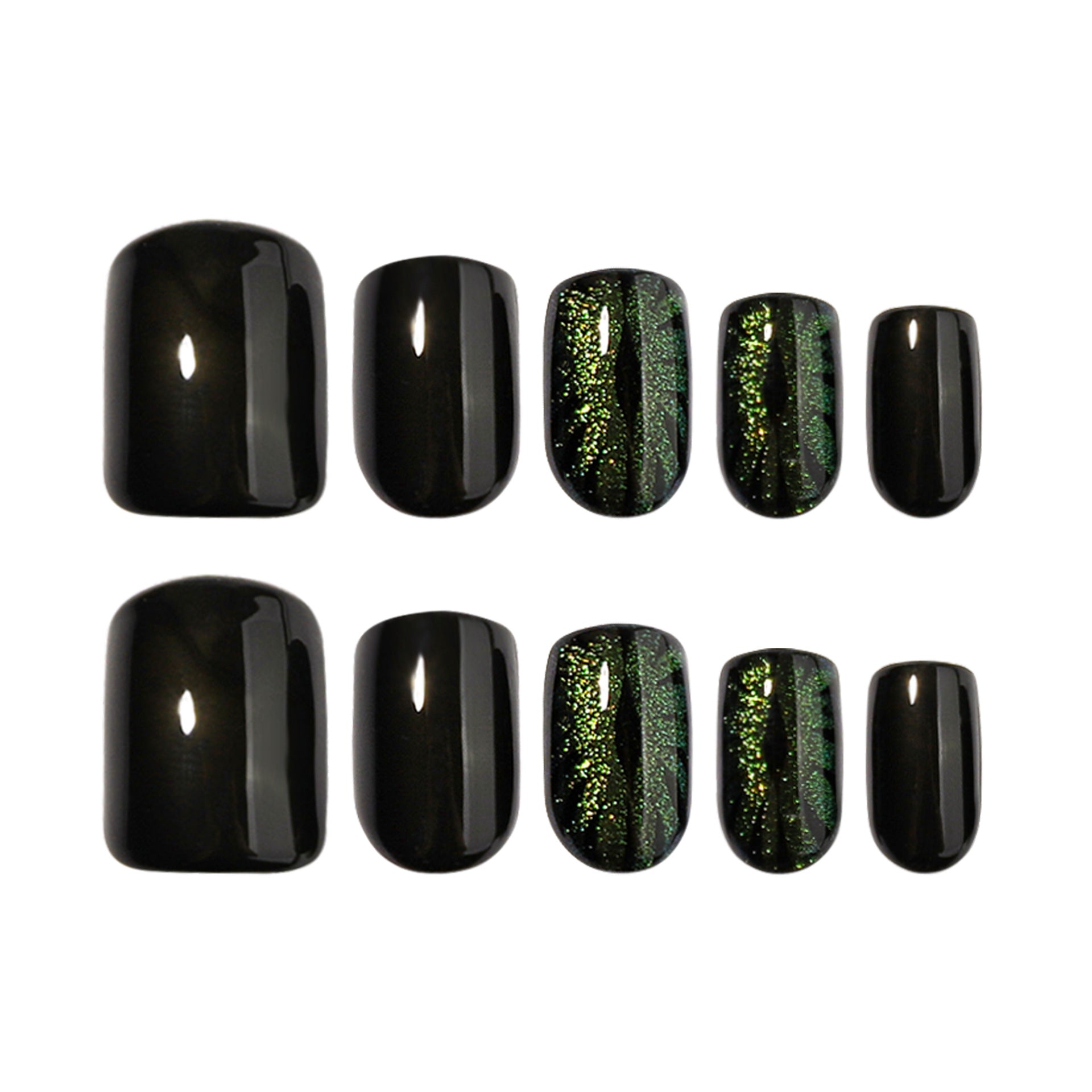 Green Cat Eye Press On Nails