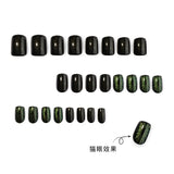 Green Cat Eye Press On Nails