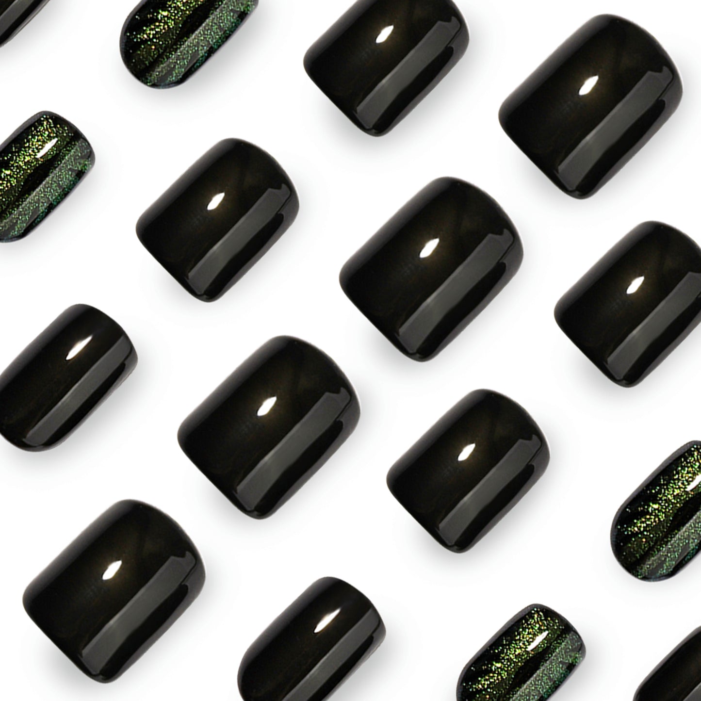 Green Cat Eye Press On Nails