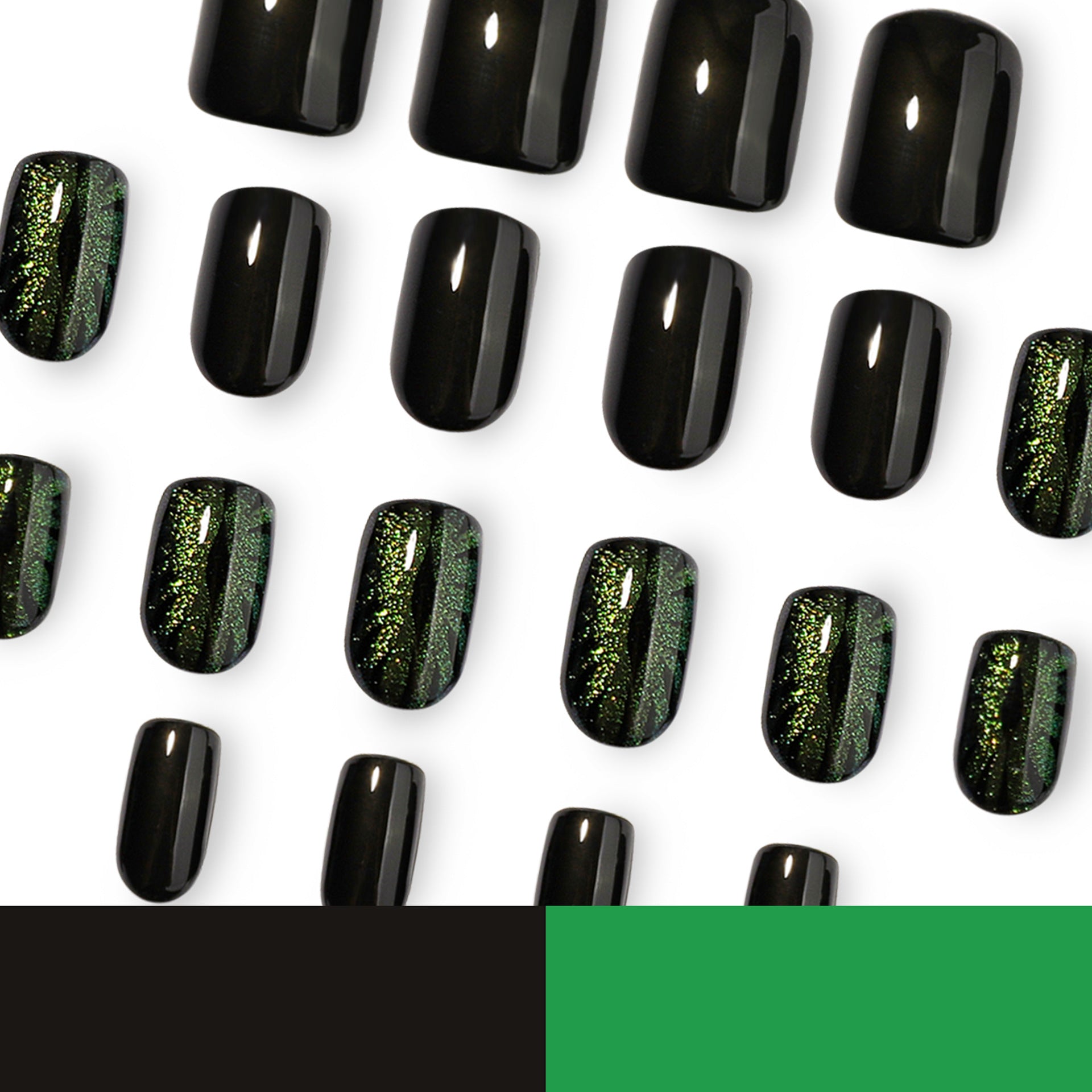 Green Cat Eye Press On Nails