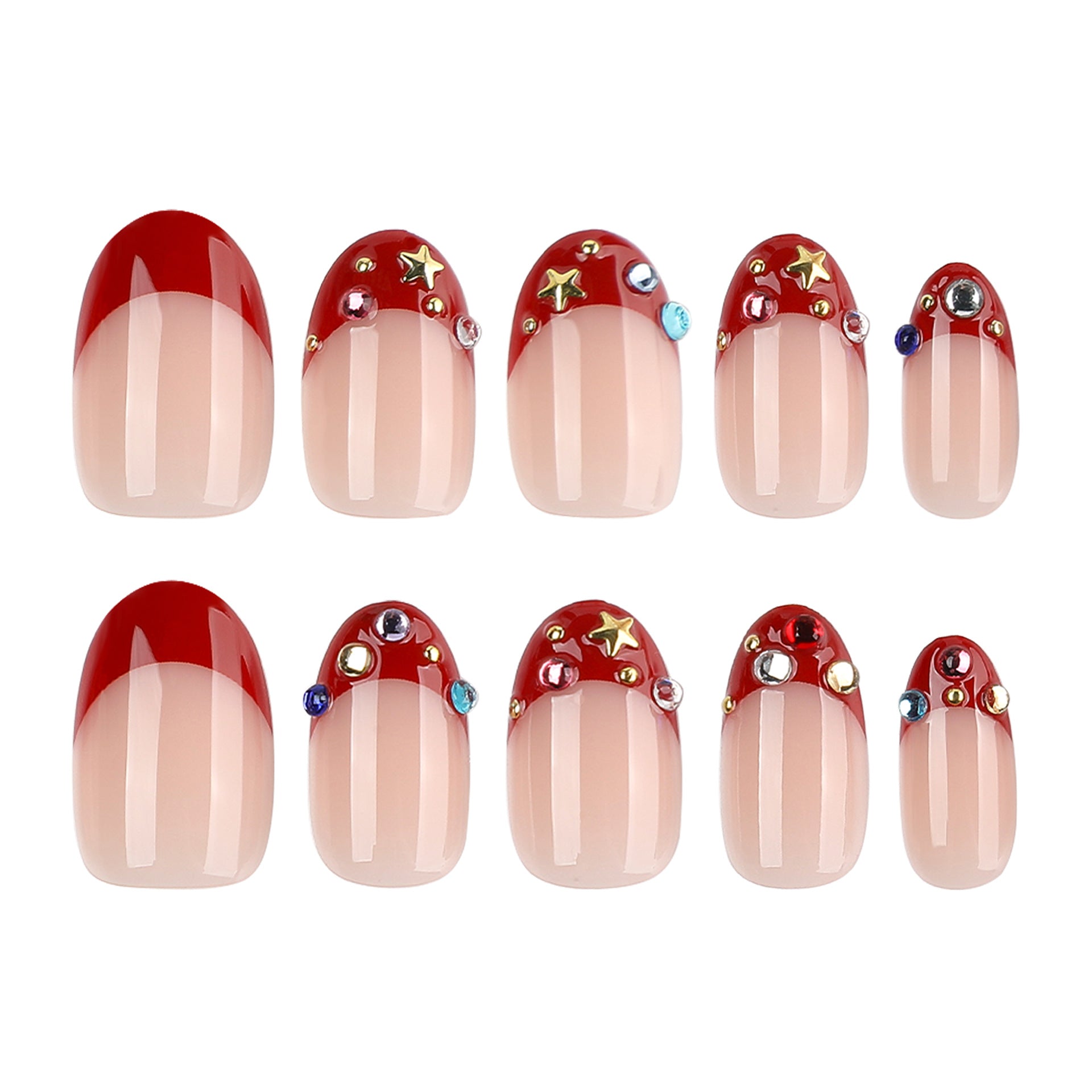 French Tip Rhinestone Press-On Nails