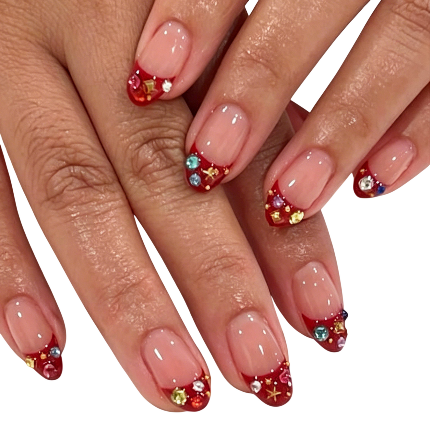 French Tip Rhinestone Press-On Nails