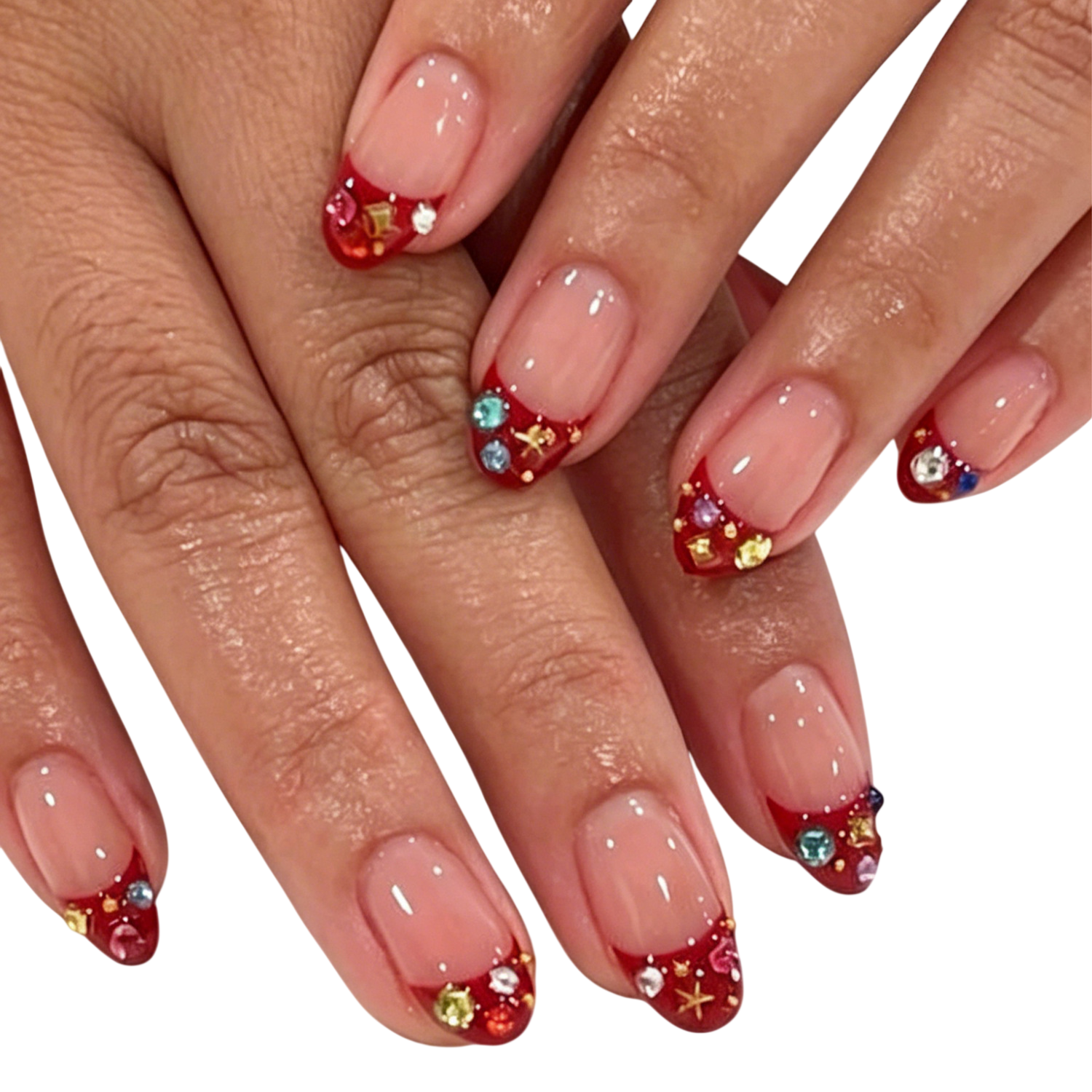French Tip Rhinestone Press-On Nails