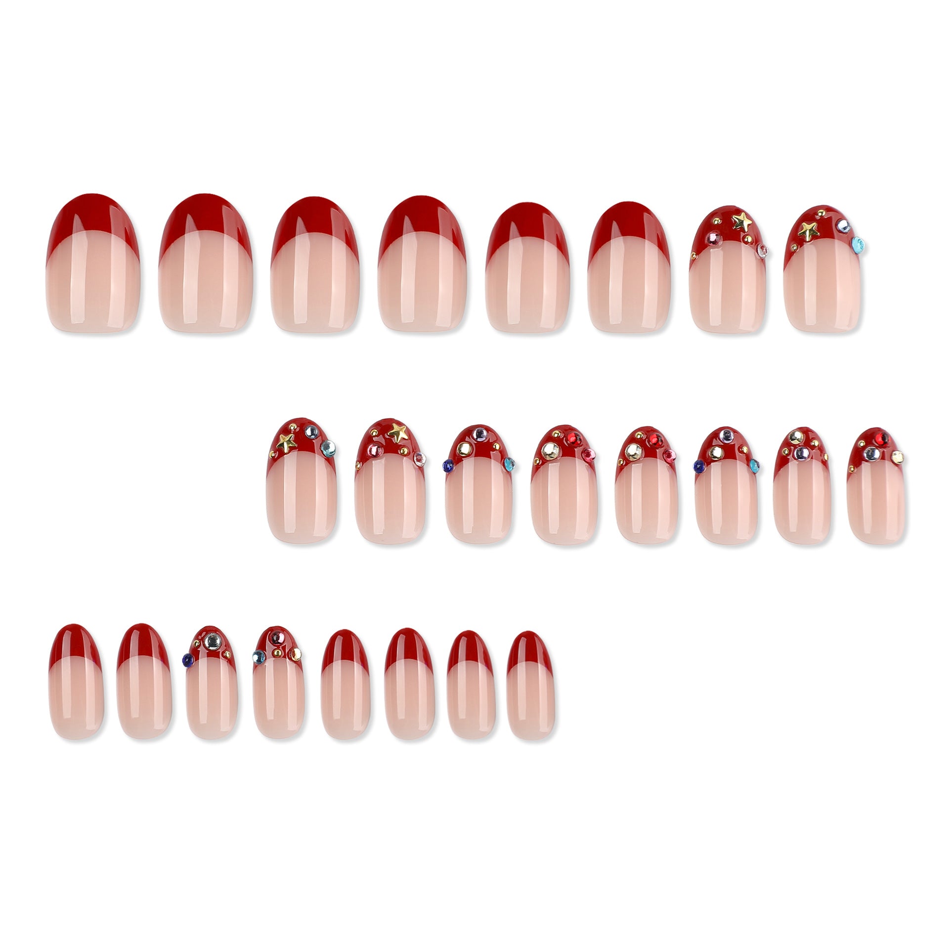 French Tip Rhinestone Press-On Nails