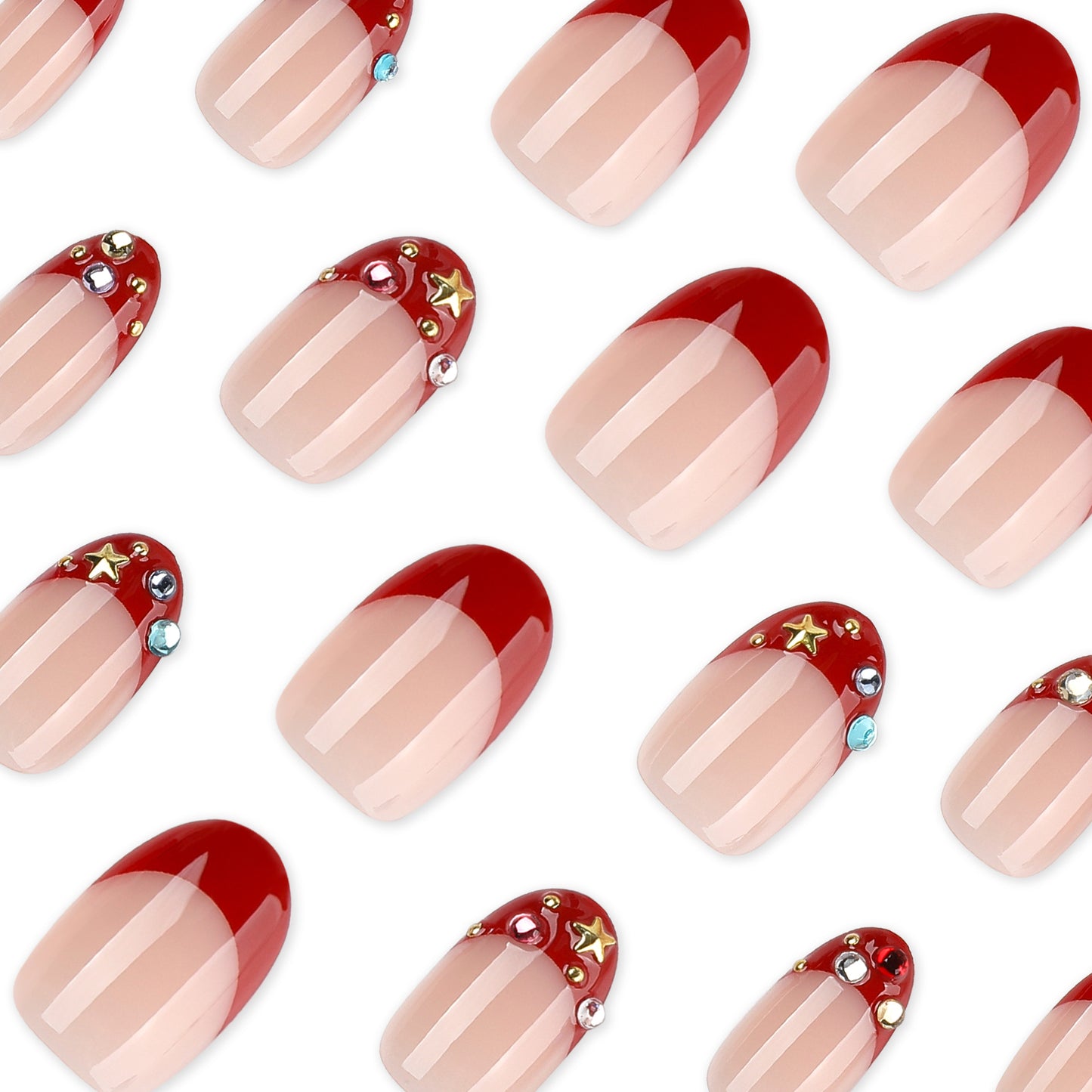 French Tip Rhinestone Press-On Nails