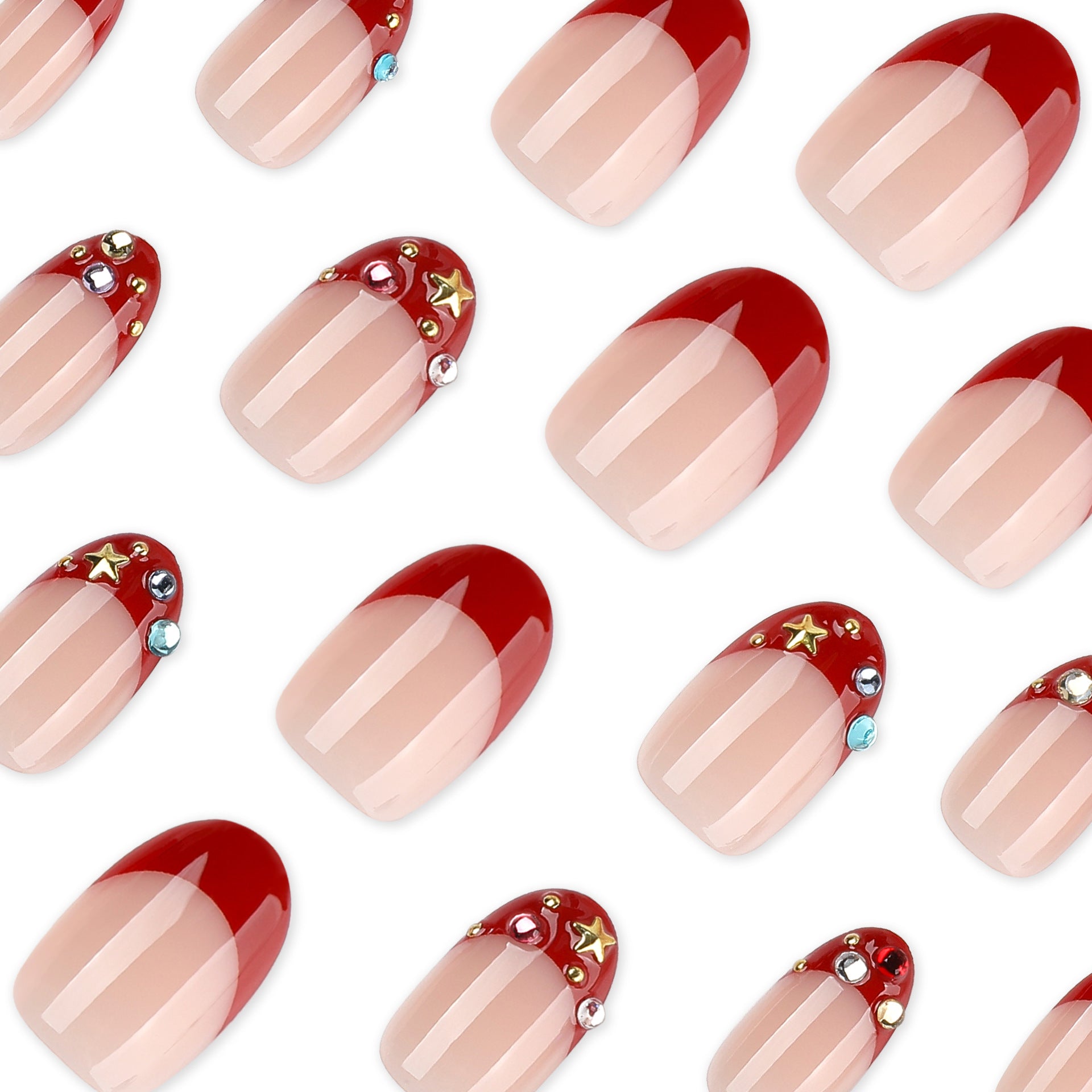 French Tip Rhinestone Press-On Nails