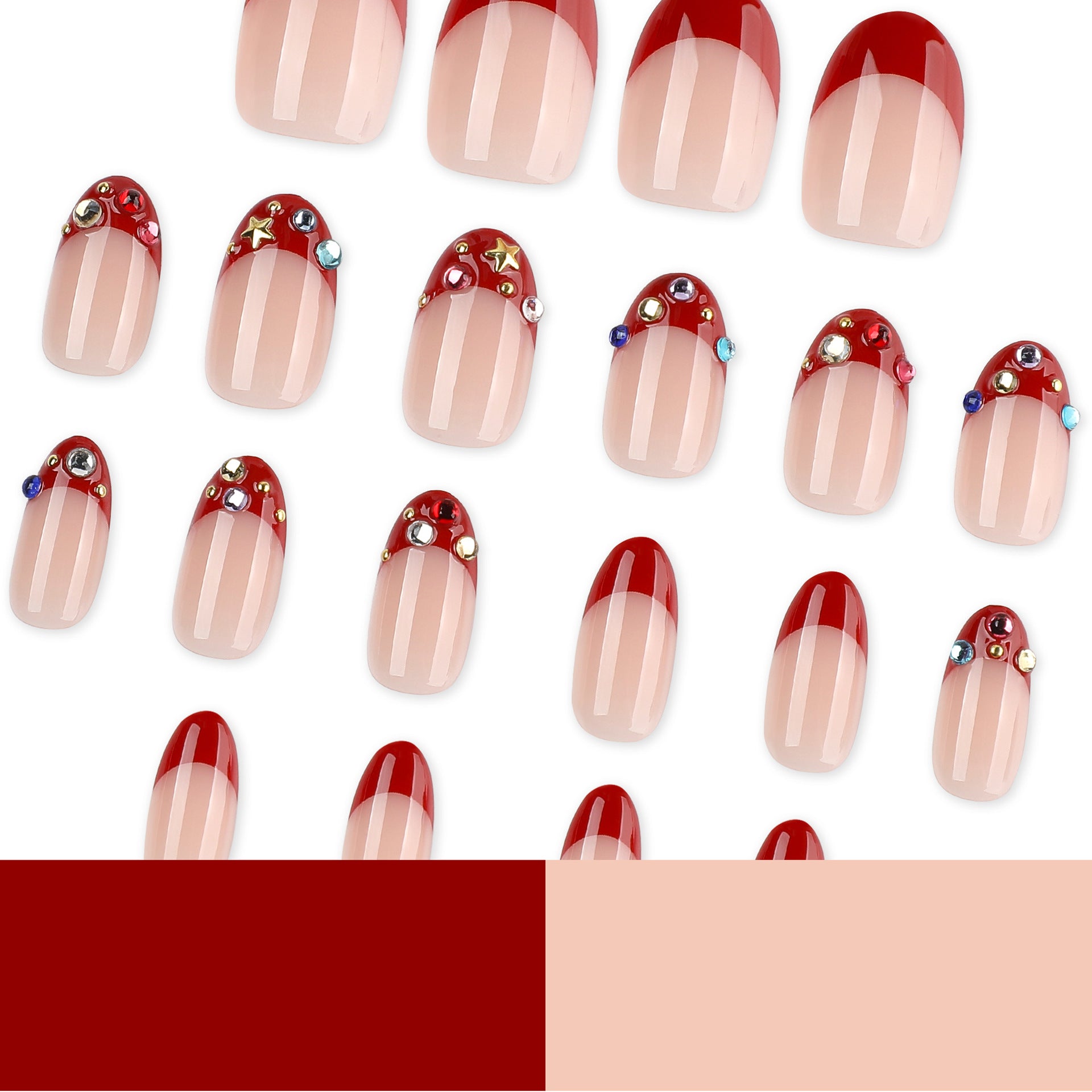 French Tip Rhinestone Press-On Nails