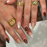 Floral Rhinestone Press On Nail Set
