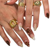 Floral Rhinestone Press On Nail Set