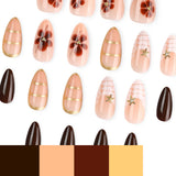 Floral Rhinestone Press On Nail Set
