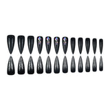 Long Glossy Black Rhinestone Press-On Nails