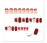 Burgundy Floral Press-On Nails