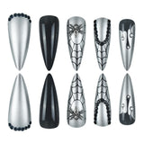 Black & Silver Spider Web Nail Art Set