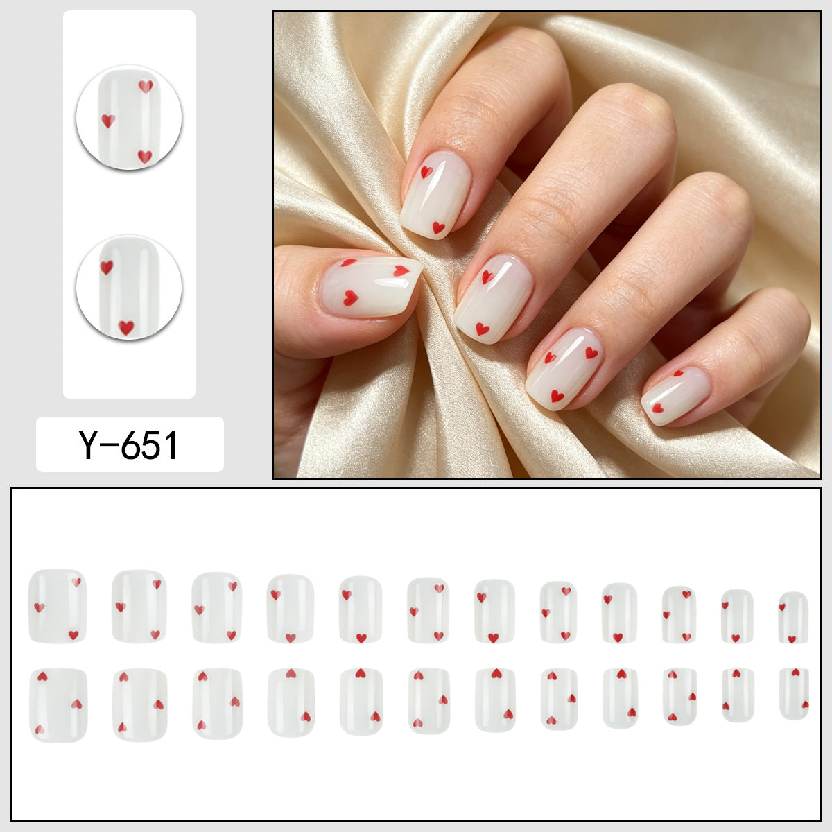 Heart Pattern Press-On Nail Set