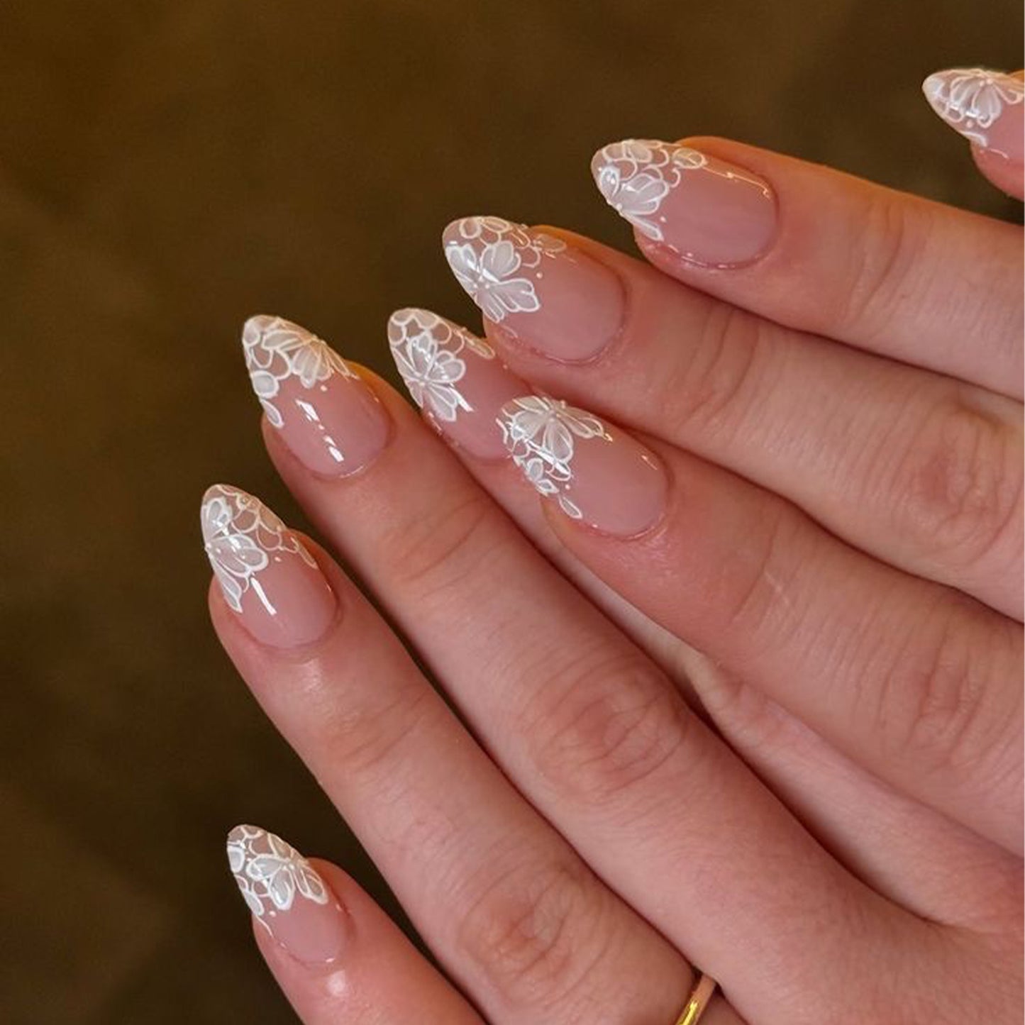 Floral French Tip Press On Nails