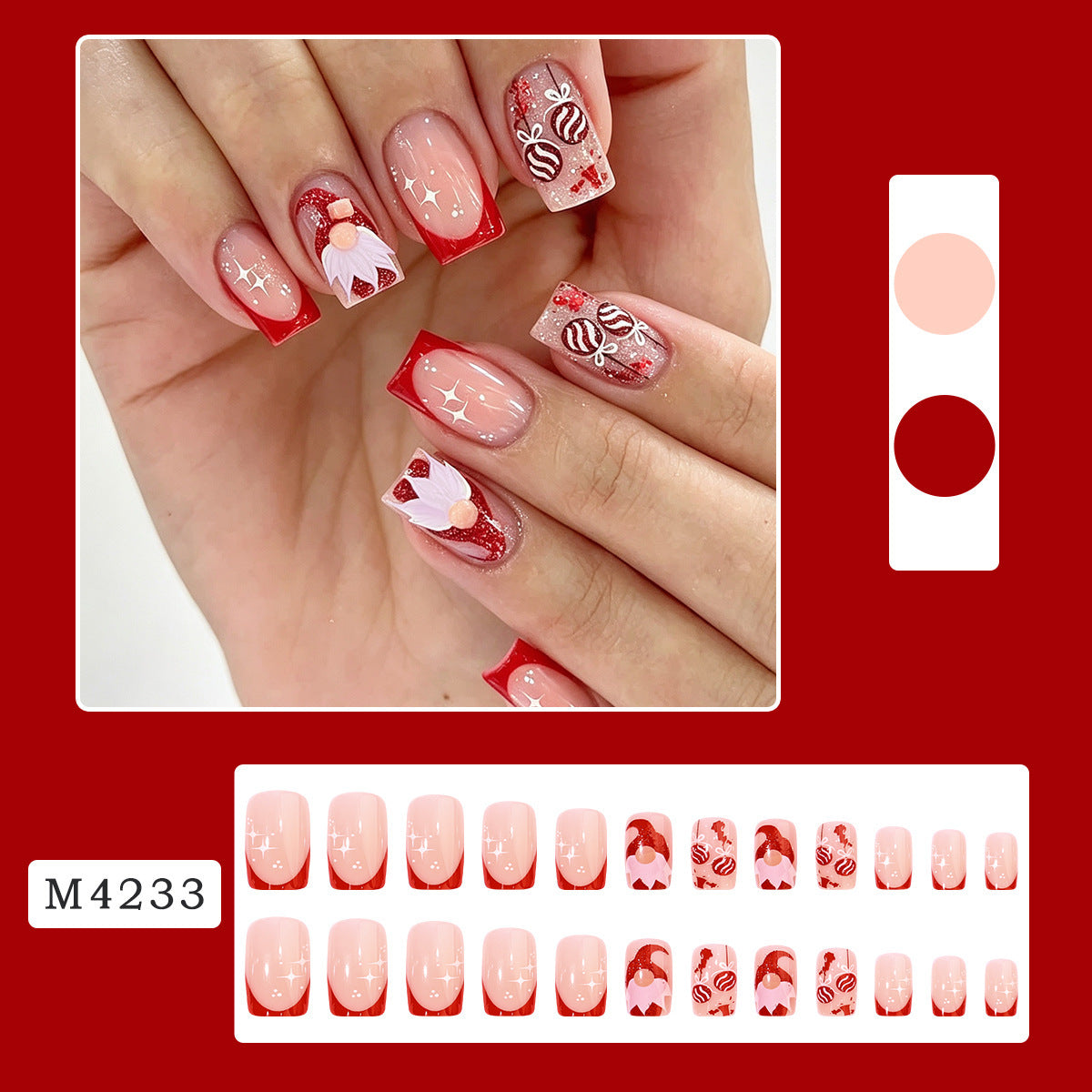 Women’s Red Glitter Christmas Press-On Nails