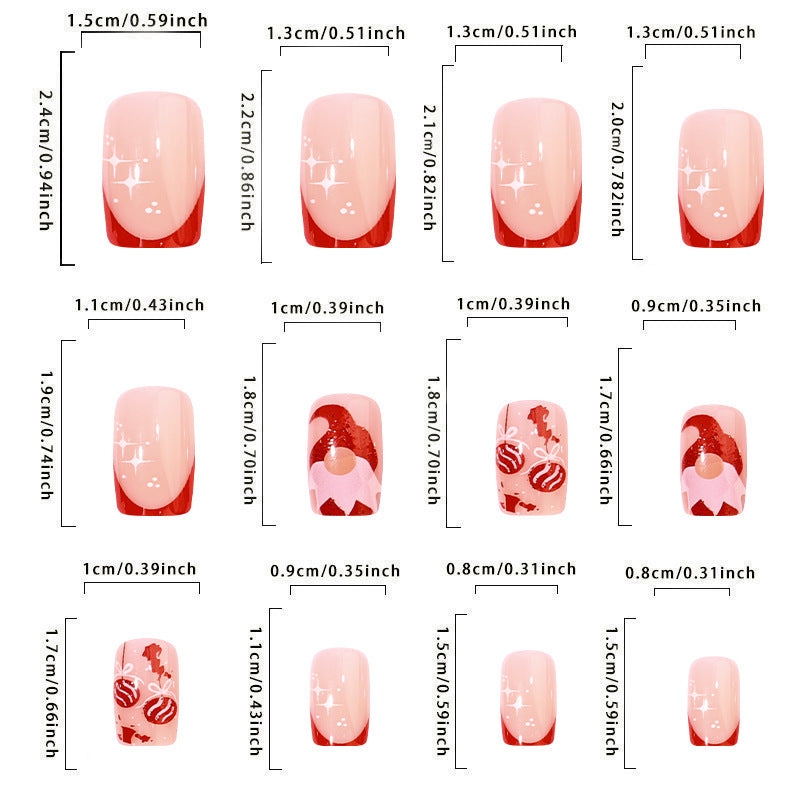 Women’s Red Glitter Christmas Press-On Nails
