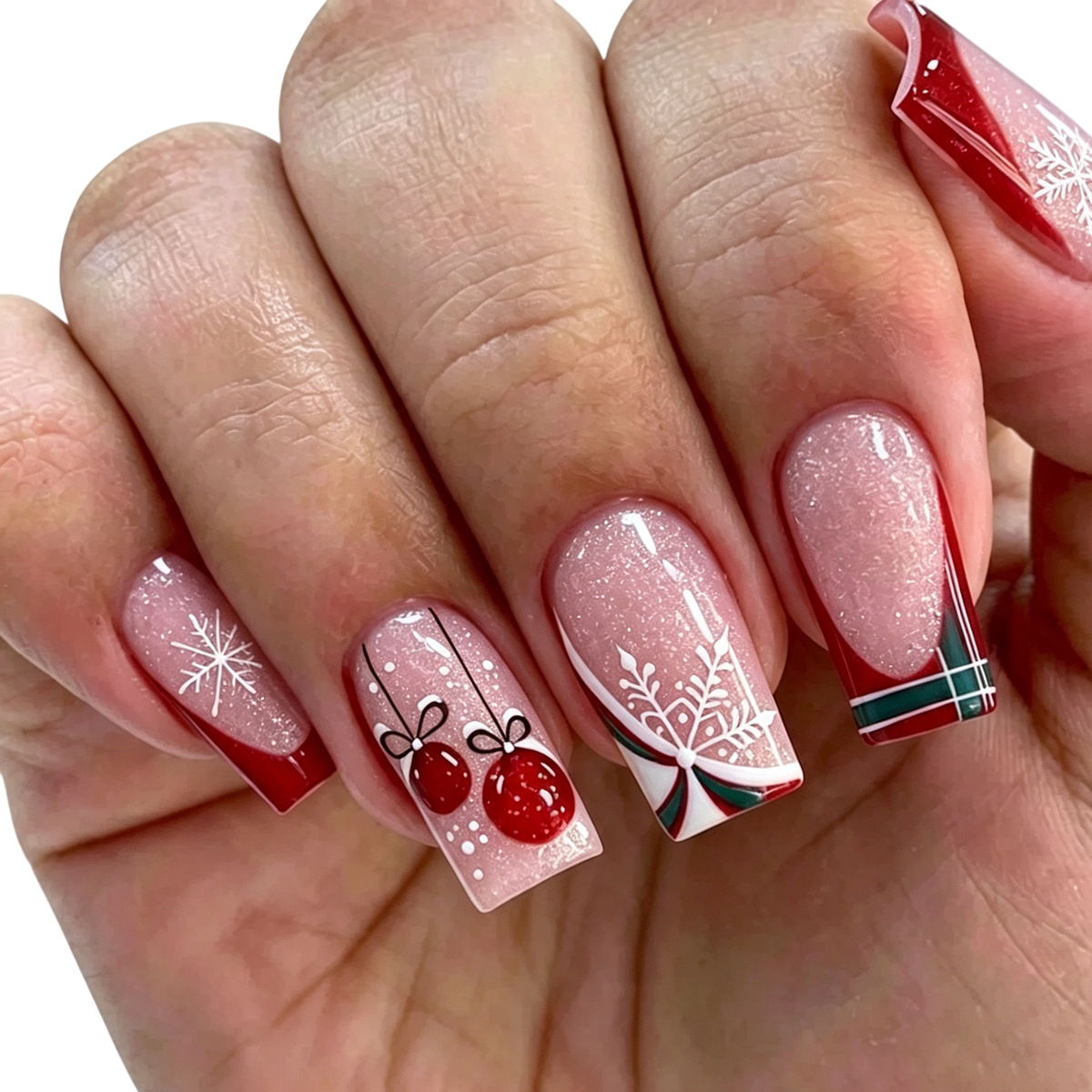 Women’s Christmas Snowflake Press-On Nail Set
