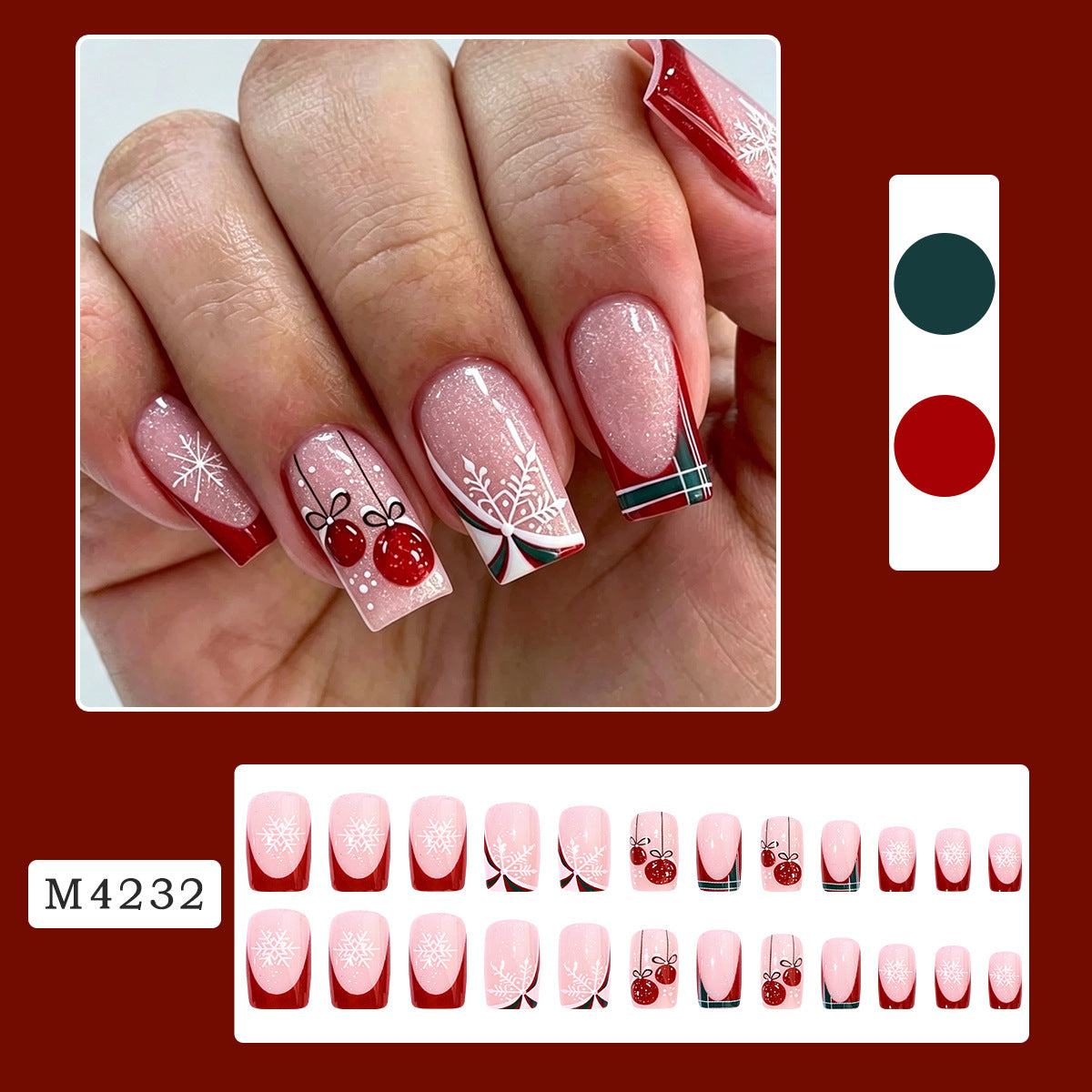Women’s Christmas Snowflake Press-On Nail Set